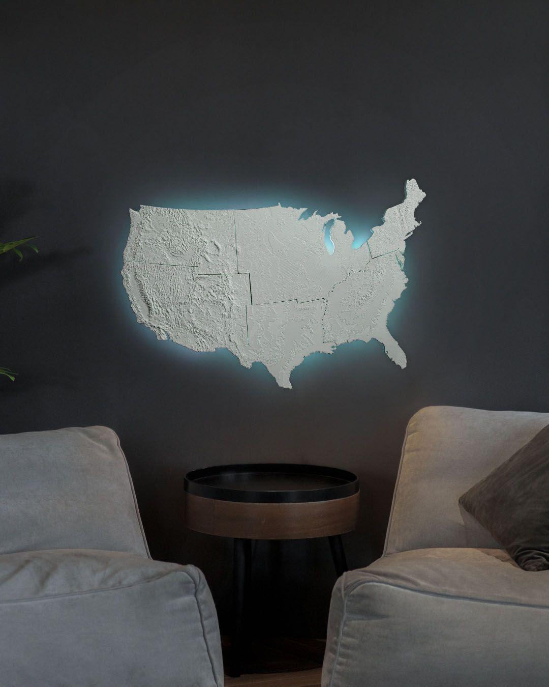 American Map Wall Light