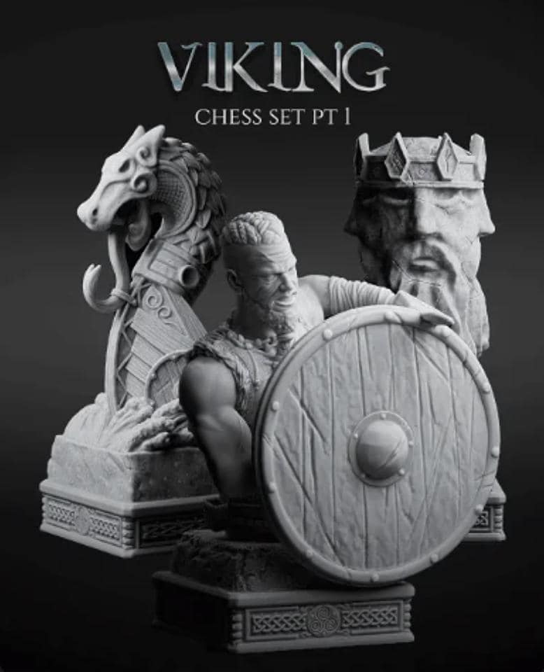Solid Resin Viking Half Chess Set (16 pieces )