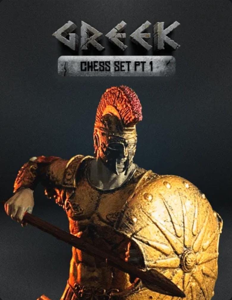 Solid Resin Greek Half Chess Set (16 pieces )