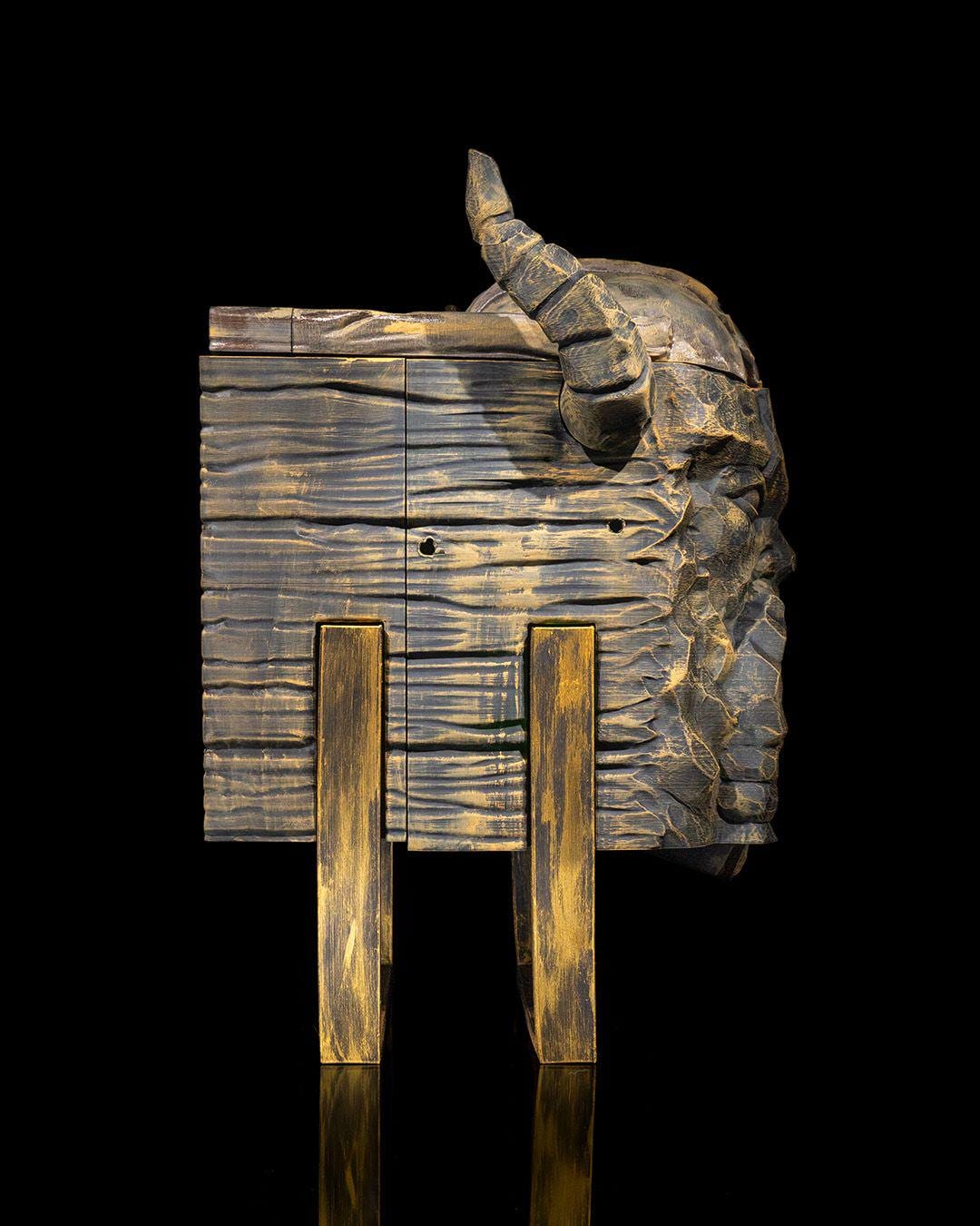 Viking Carved Wine Bag Dispenser