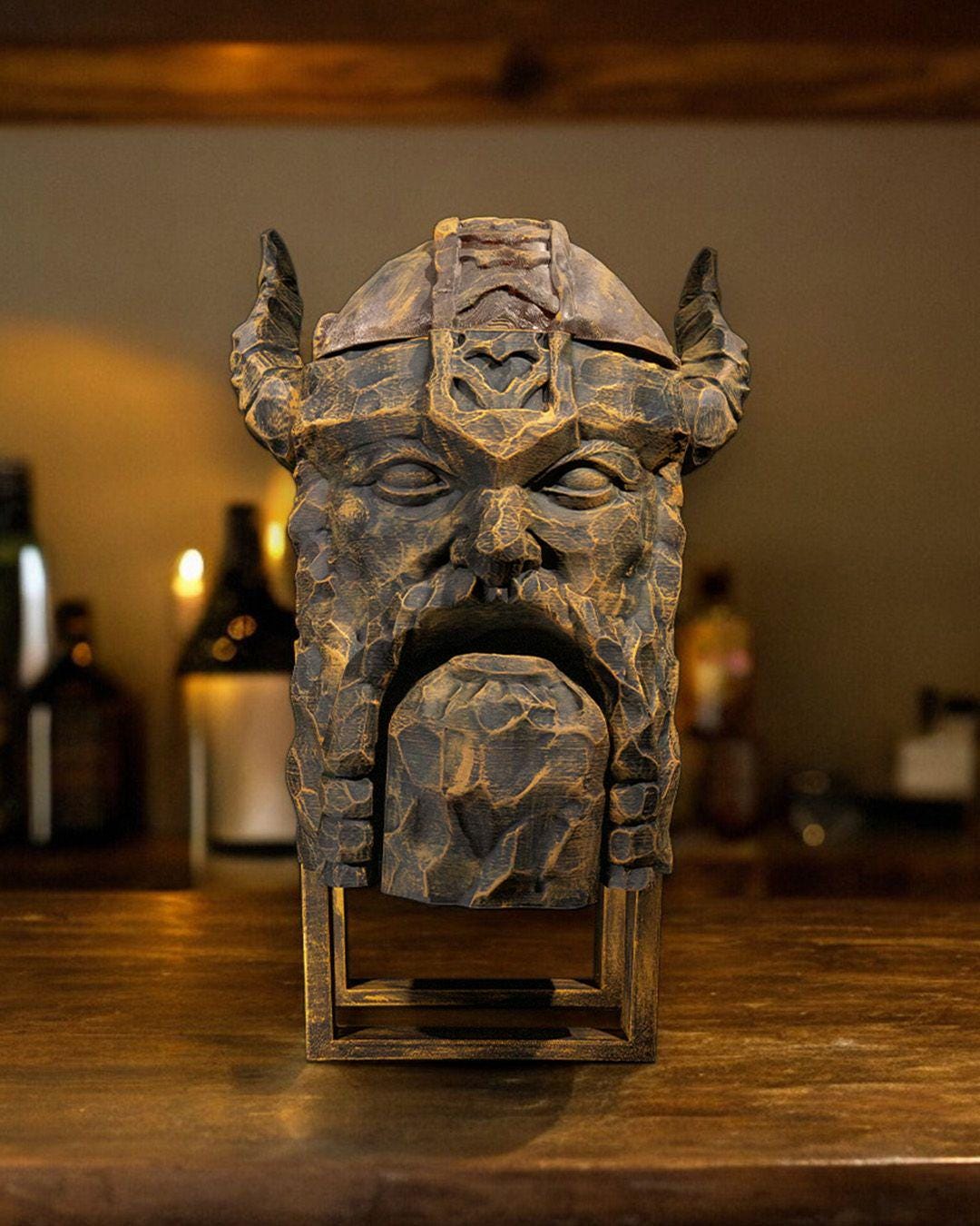Viking Carved Wine Bag Dispenser