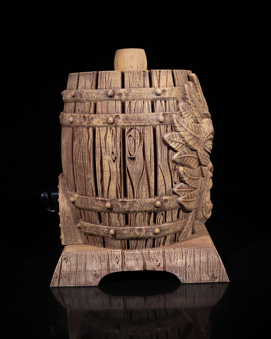 Carved Barrel Wine Bag Dispenser