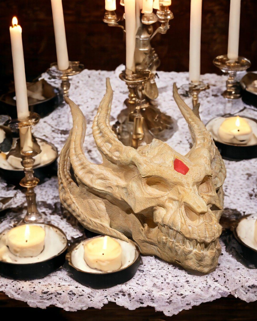 Silver Dragon Skull