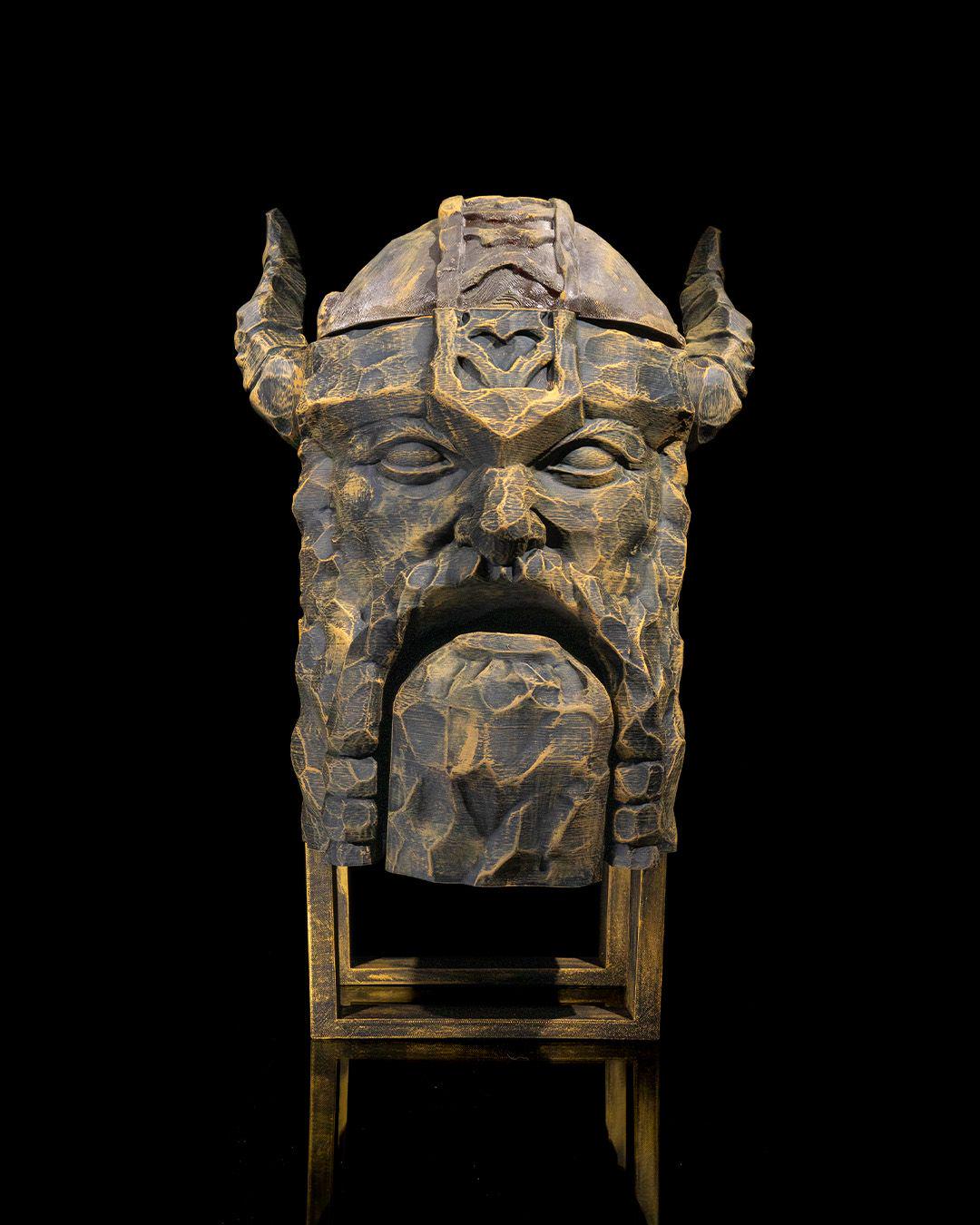 Viking Carved Wine Bag Dispenser