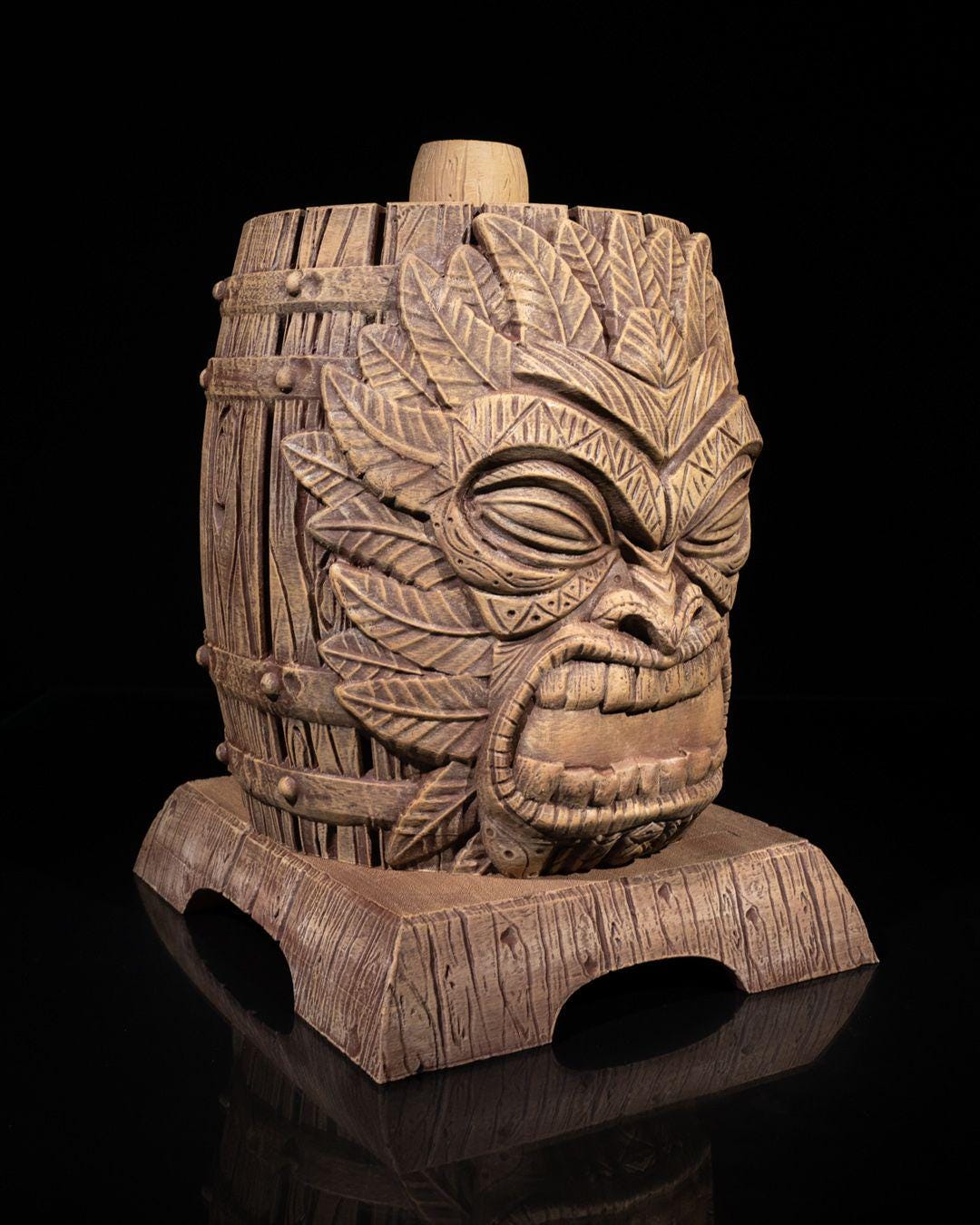 Carved Barrel Wine Bag Dispenser