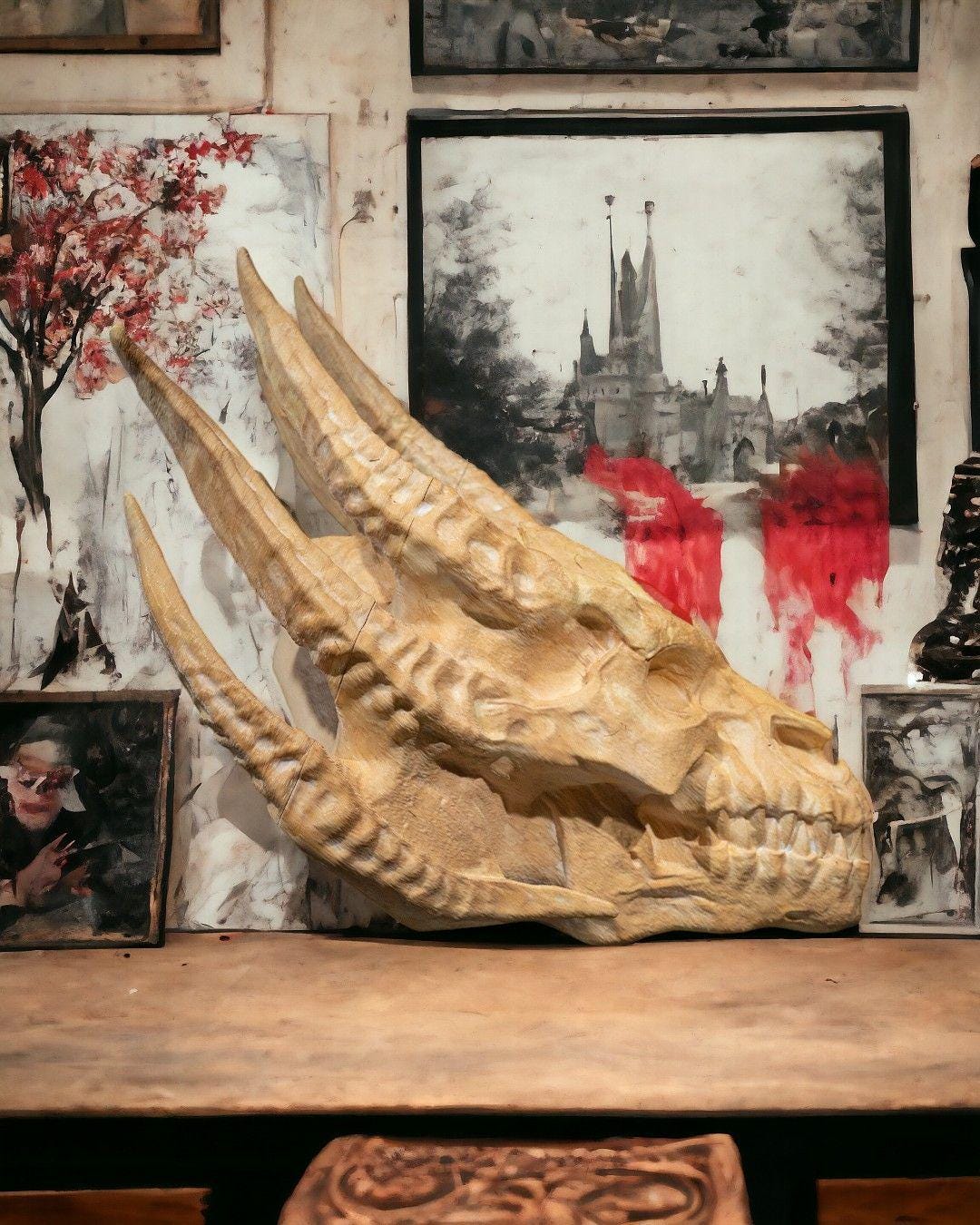 Silver Dragon Skull