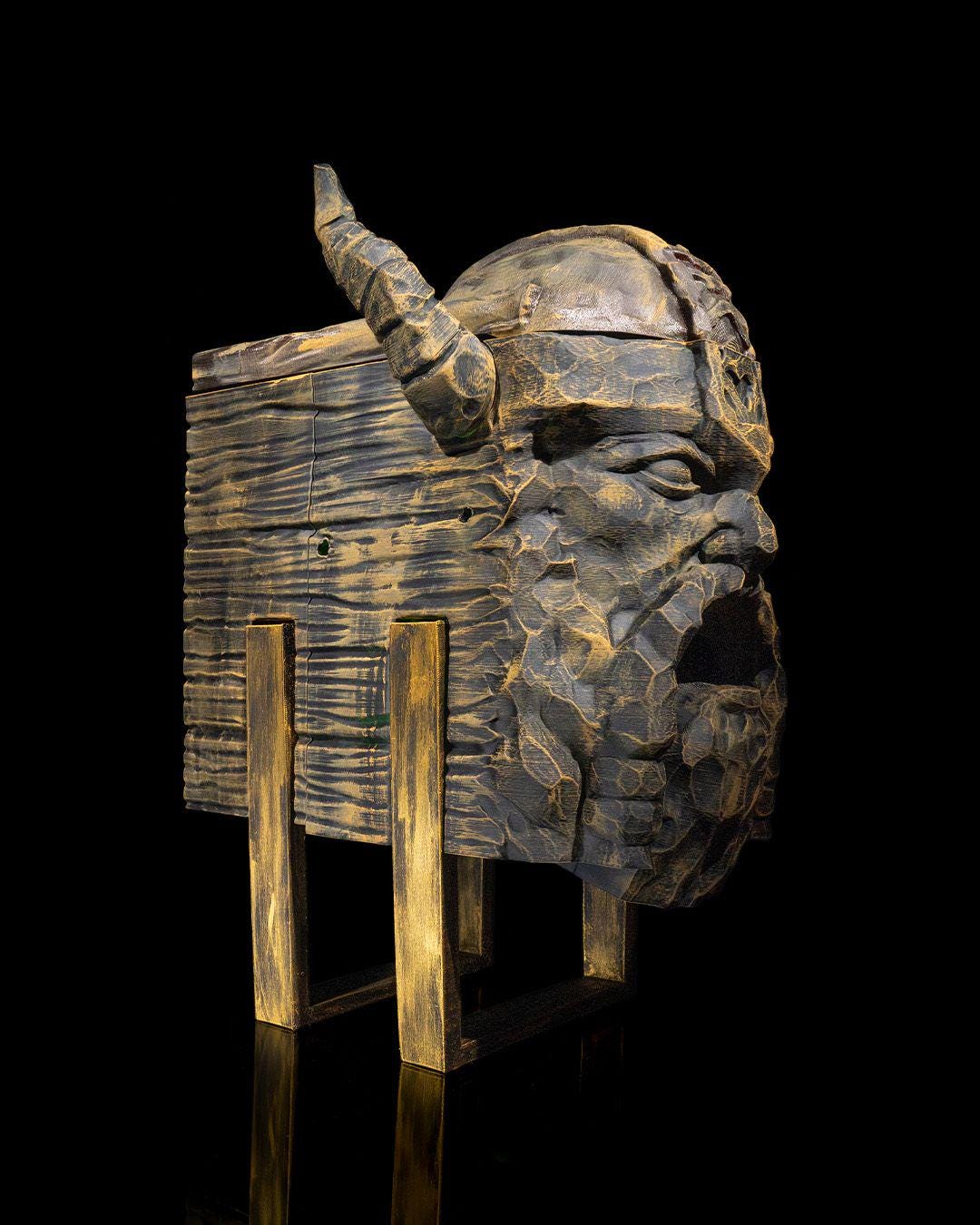 Viking Carved Wine Bag Dispenser