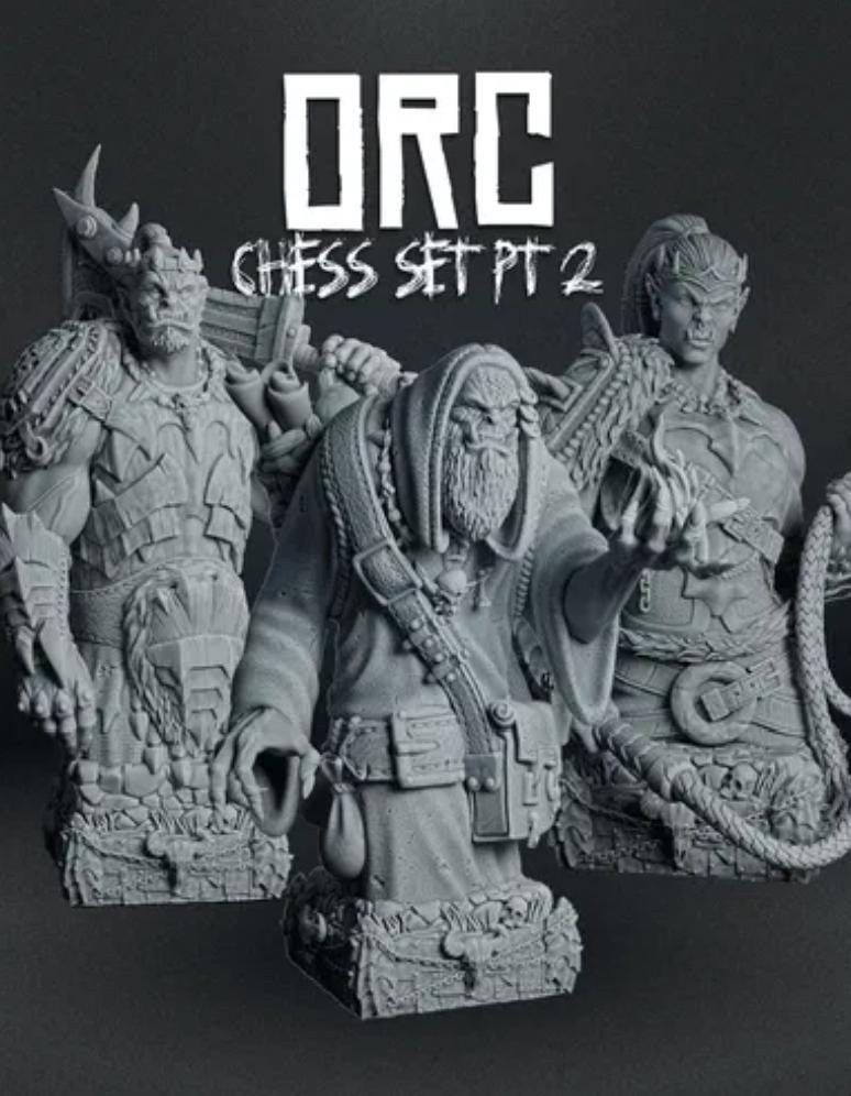 Solid Resin Orc Half Chess Set (16 pieces )