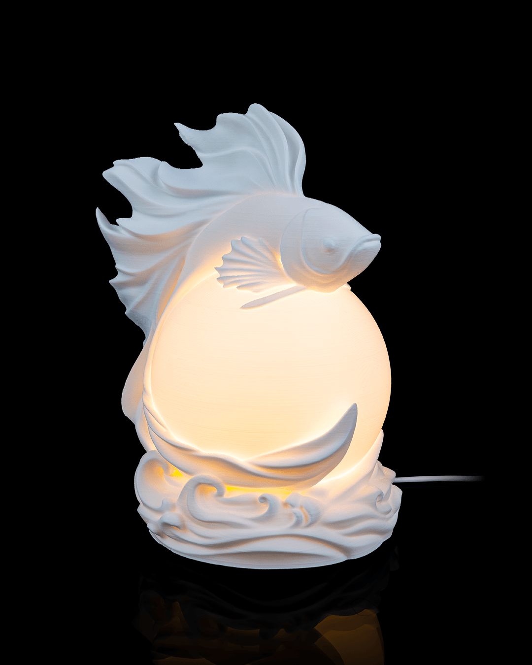 3D Printed Betta Sphere - Table Lamp - Printed in PLA Plastic - RGB Color Changing Lighting - Remote control