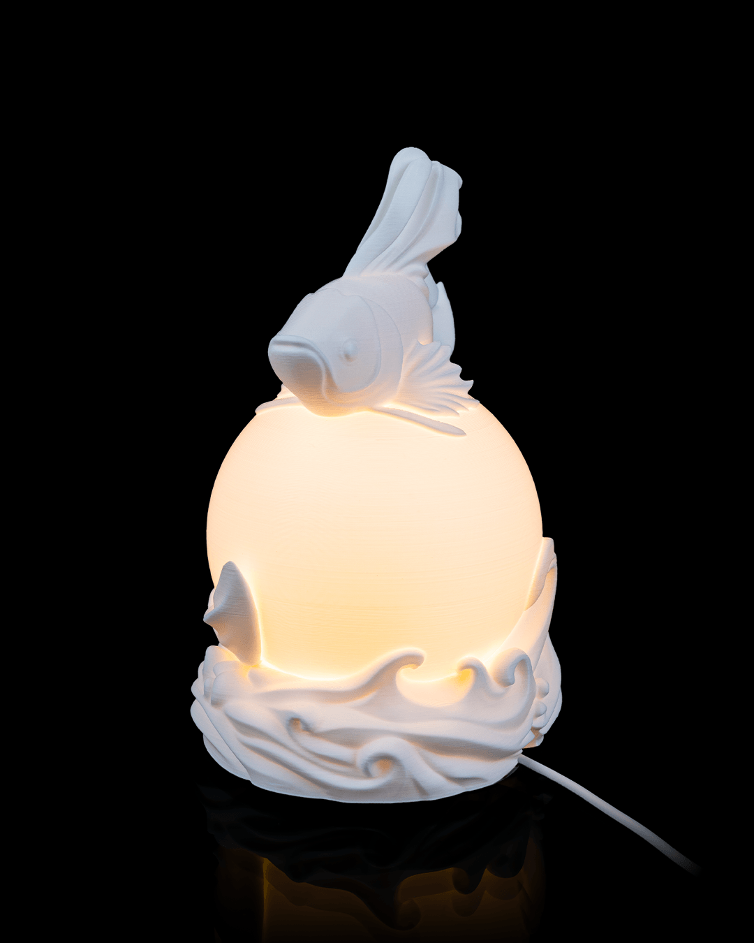3D Printed Betta Sphere - Table Lamp - Printed in PLA Plastic - RGB Color Changing Lighting - Remote control