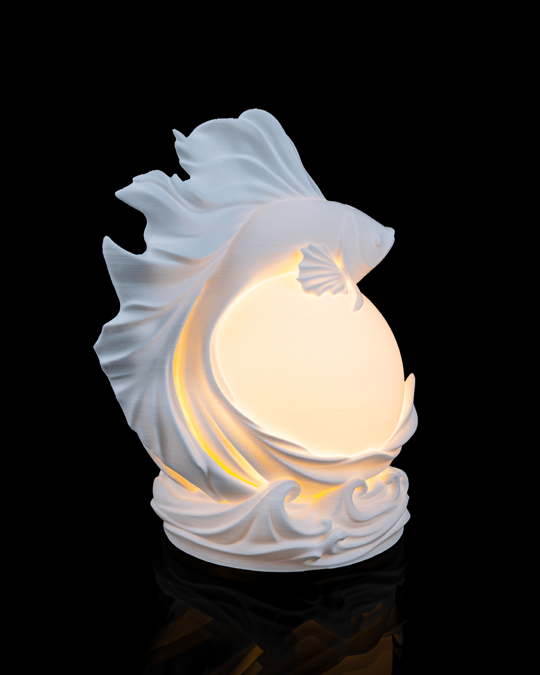 3D Printed Betta Sphere - Table Lamp - Printed in PLA Plastic - RGB Color Changing Lighting - Remote control