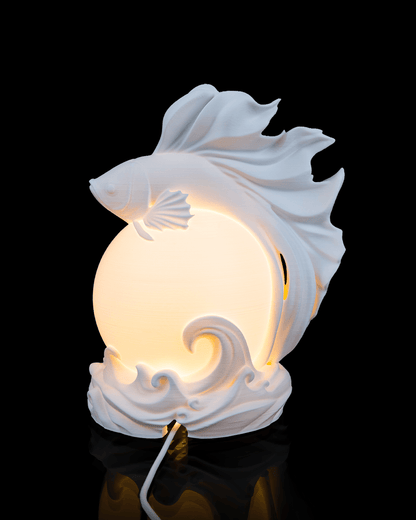 3D Printed Betta Sphere - Table Lamp - Printed in PLA Plastic - RGB Color Changing Lighting - Remote control