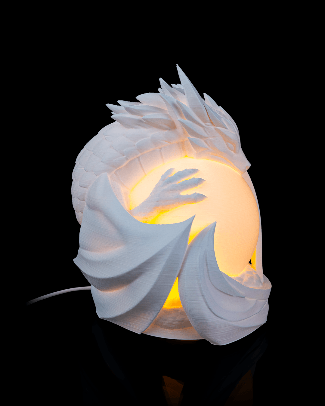 3D Printed Dragon Sphere - Table Lamp - Printed in PLA Plastic - RGB Color Changing Lighting - Remote control