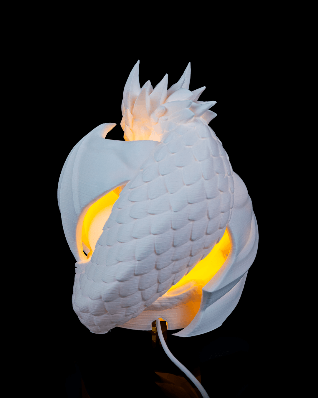 3D Printed Dragon Sphere - Table Lamp - Printed in PLA Plastic - RGB Color Changing Lighting - Remote control