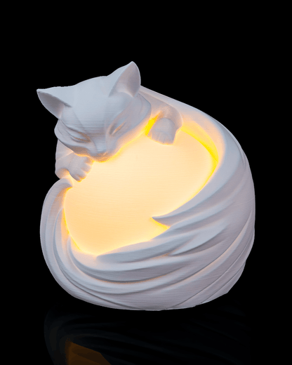 3D Printed Feline Sphere - Table Lamp - Printed in PLA Plastic - RGB Color Changing Lighting - Remote control