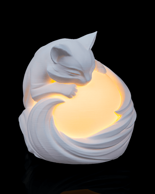 3D Printed Feline Sphere - Table Lamp - Printed in PLA Plastic - RGB Color Changing Lighting - Remote control
