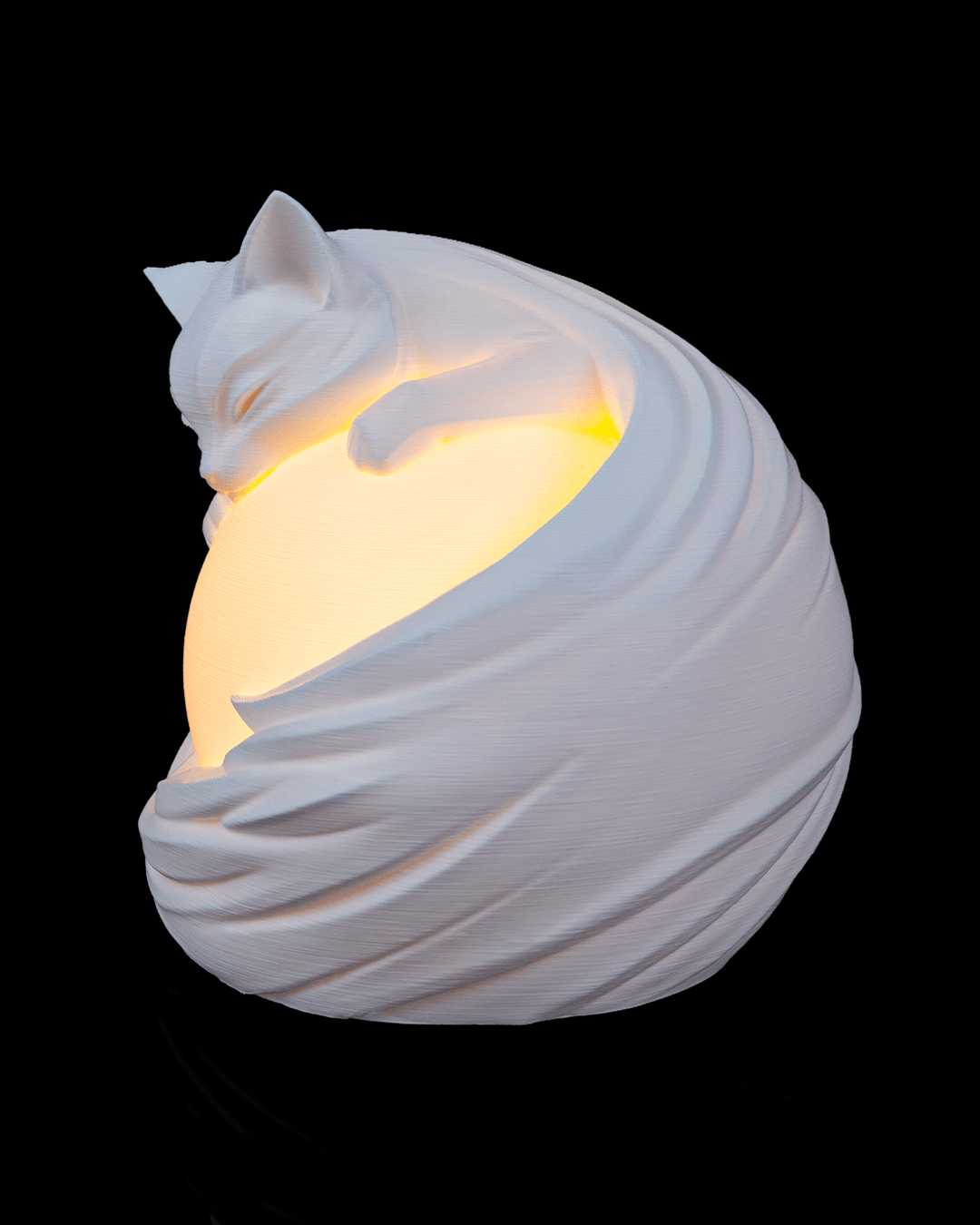 3D Printed Feline Sphere - Table Lamp - Printed in PLA Plastic - RGB Color Changing Lighting - Remote control