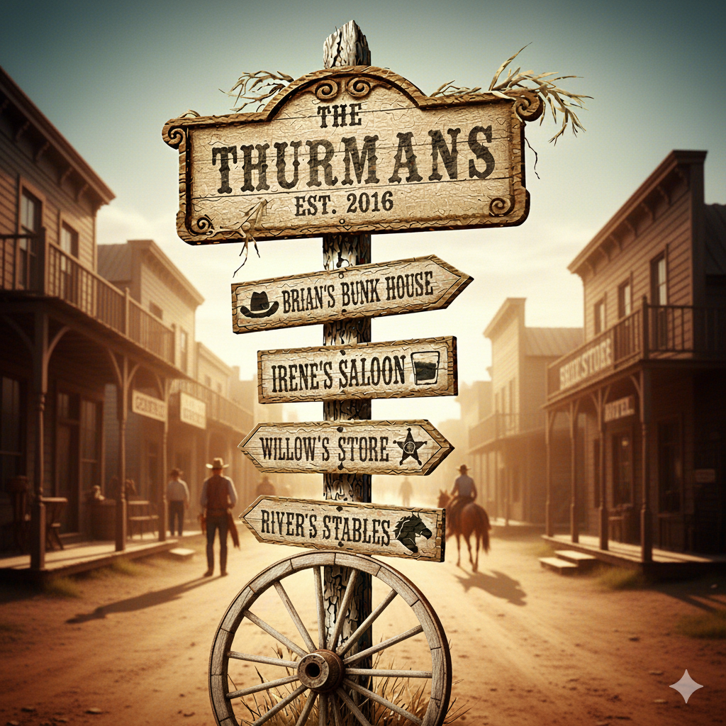 Custom Family Street Sign Digital Image and HueForge