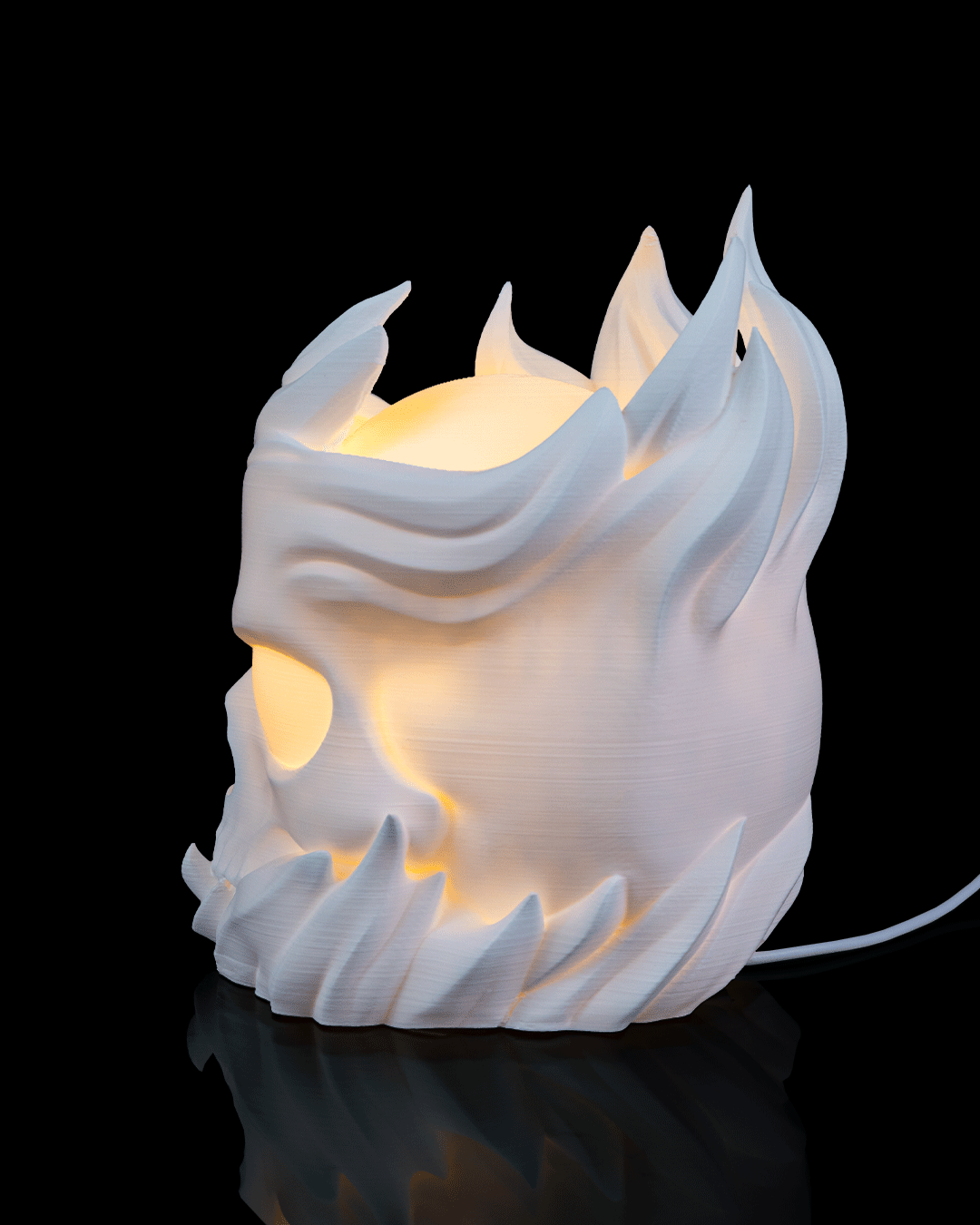 3D Printed Skull Sphere - Table Lamp - Printed in PLA Plastic - RGB Color Changing Lighting - Remote control