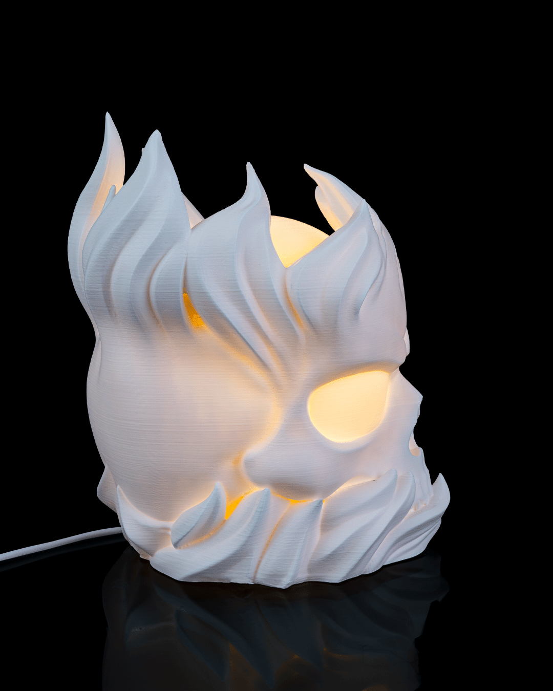 3D Printed Skull Sphere - Table Lamp - Printed in PLA Plastic - RGB Color Changing Lighting - Remote control