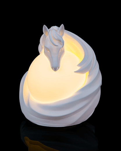 3D Printed Stallion Sphere - Table Lamp - Printed in PLA Plastic - RGB Color Changing Lighting - Remote control