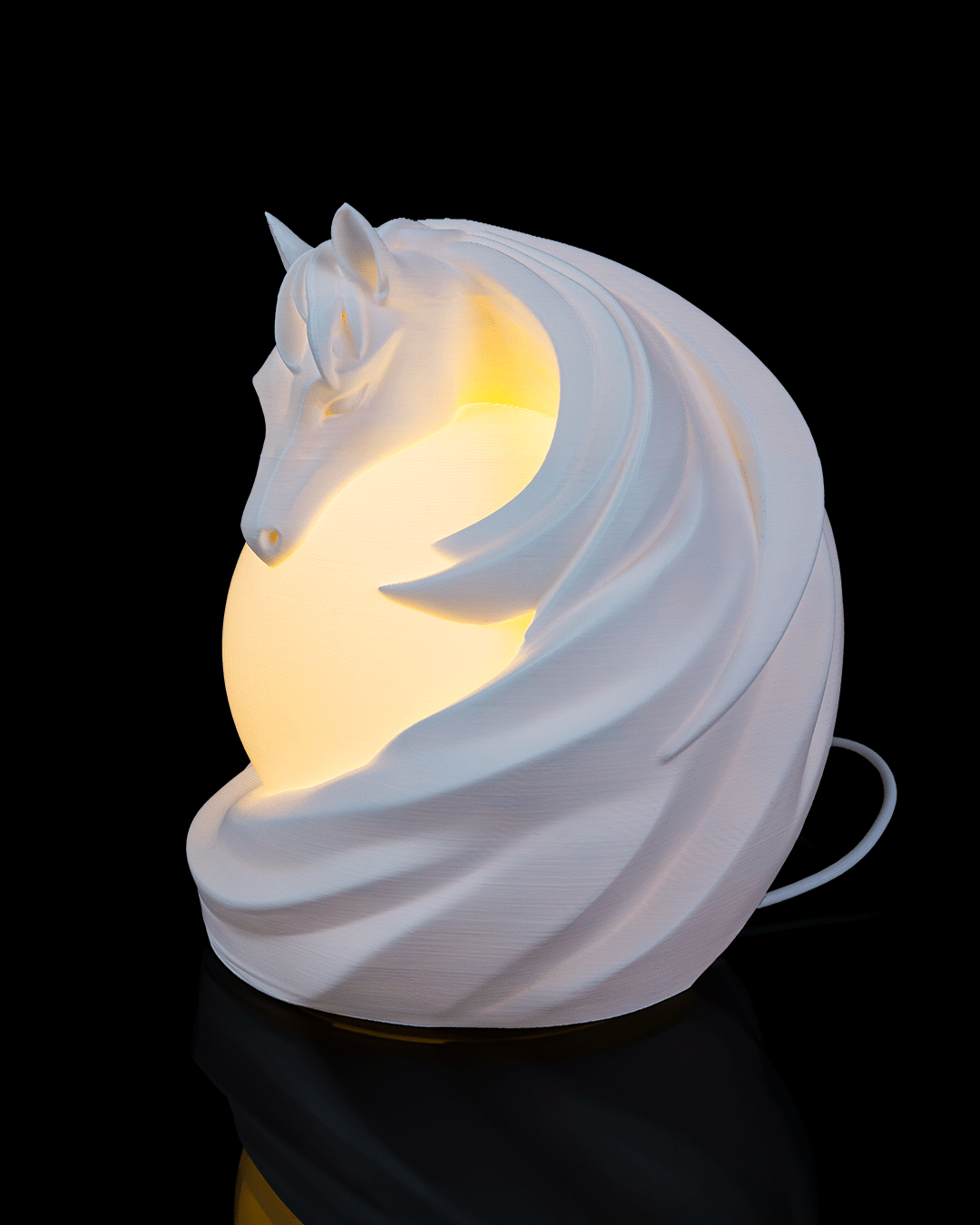 3D Printed Stallion Sphere - Table Lamp - Printed in PLA Plastic - RGB Color Changing Lighting - Remote control