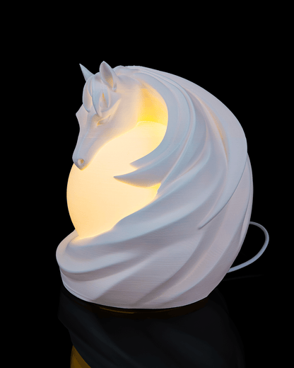 3D Printed Stallion Sphere - Table Lamp - Printed in PLA Plastic - RGB Color Changing Lighting - Remote control