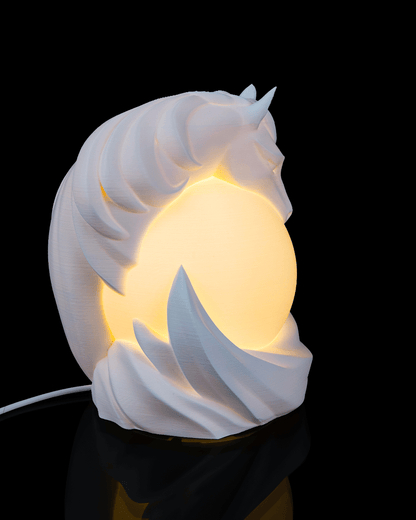 3D Printed Stallion Sphere - Table Lamp - Printed in PLA Plastic - RGB Color Changing Lighting - Remote control