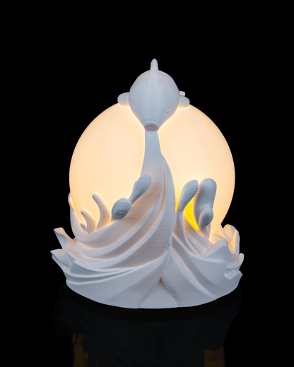3D Printed Twin Fish Sphere - Table Lamp - Printed in PLA Plastic - RGB Color Changing Lighting - Remote control