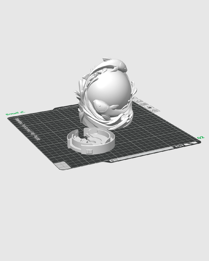 3D Printed Twin Fish Sphere - Table Lamp - Printed in PLA Plastic - RGB Color Changing Lighting - Remote control
