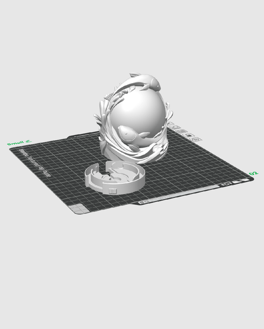 3D Printed Twin Fish Sphere - Table Lamp - Printed in PLA Plastic - RGB Color Changing Lighting - Remote control