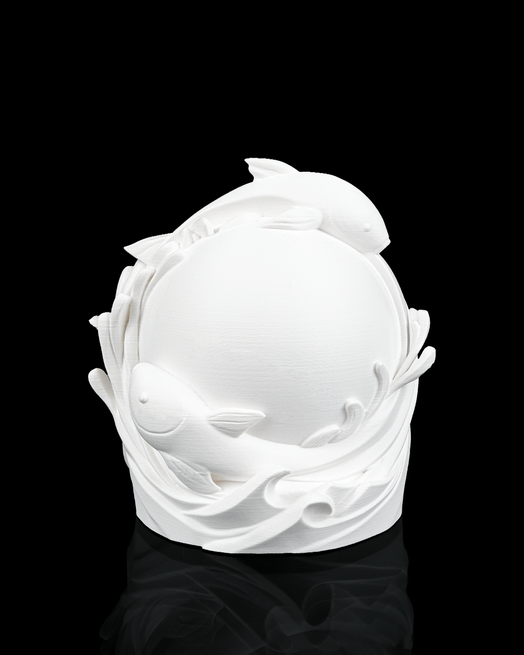 3D Printed Twin Fish Sphere - Table Lamp - Printed in PLA Plastic - RGB Color Changing Lighting - Remote control