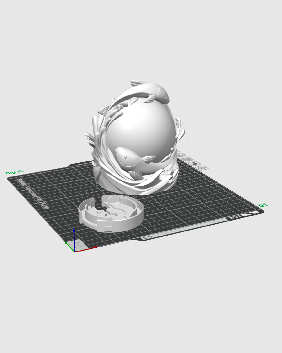 3D Printed Twin Fish Sphere - Table Lamp - Printed in PLA Plastic - RGB Color Changing Lighting - Remote control