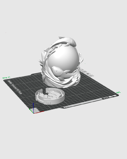 3D Printed Twin Fish Sphere - Table Lamp - Printed in PLA Plastic - RGB Color Changing Lighting - Remote control