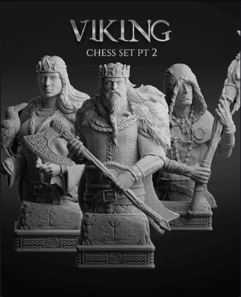 Solid Resin Viking Half Chess Set (16 pieces )