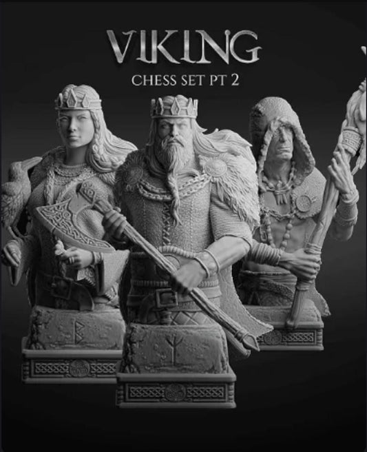 Solid Resin Viking Half Chess Set (16 pieces )