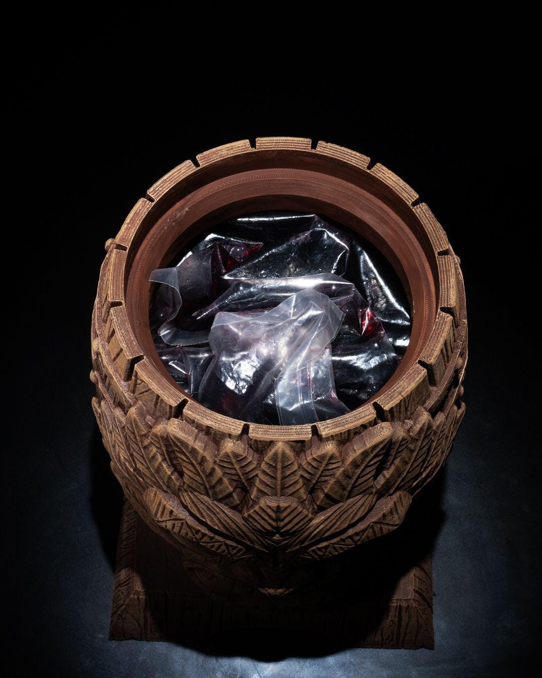 Carved Barrel Wine Bag Dispenser