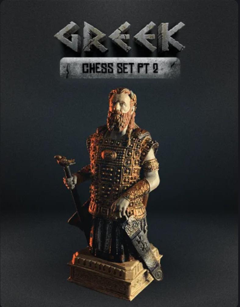 Solid Resin Greek Half Chess Set (16 pieces )