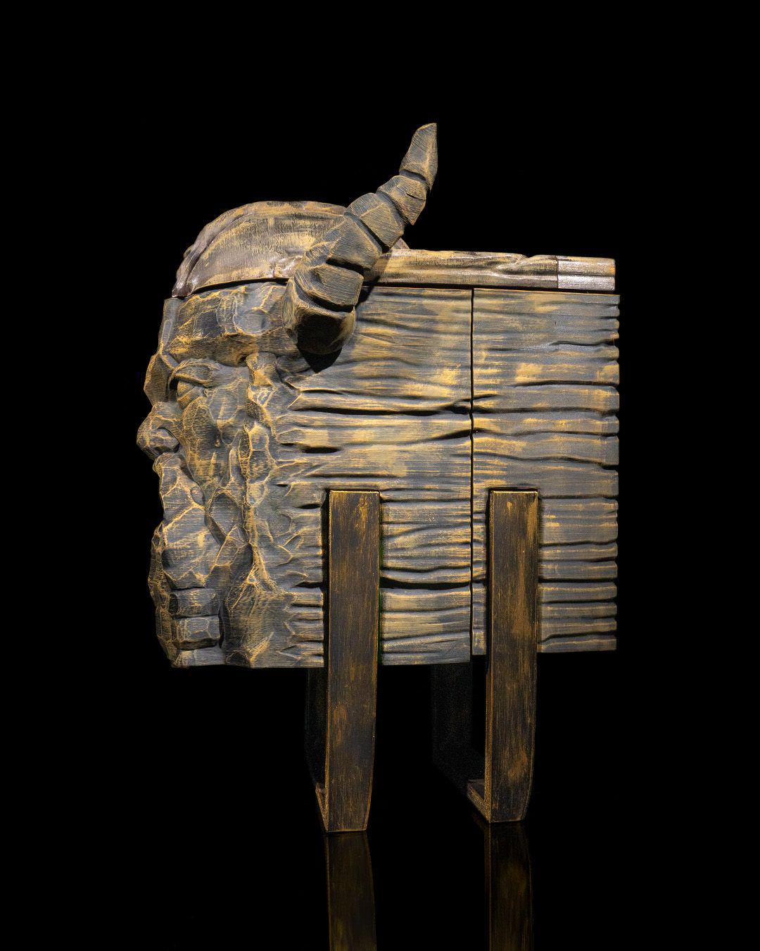 Viking Carved Wine Bag Dispenser