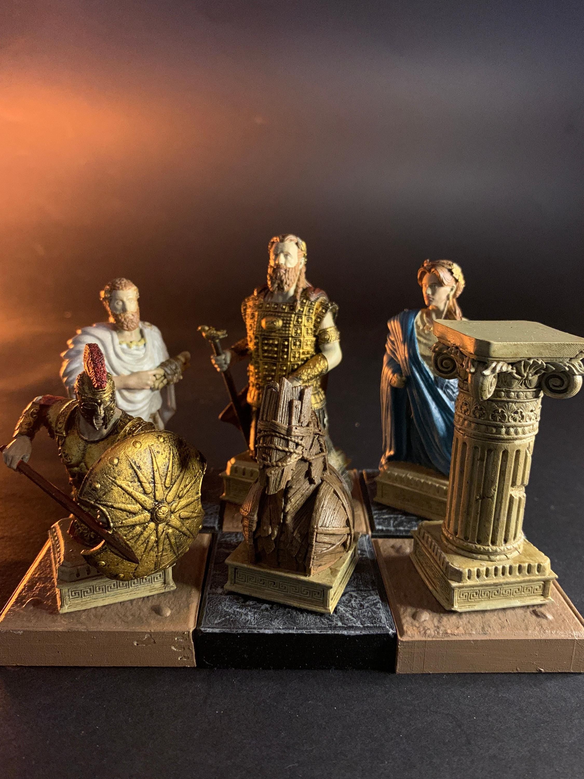 Solid Resin Greek Half Chess Set (16 pieces )