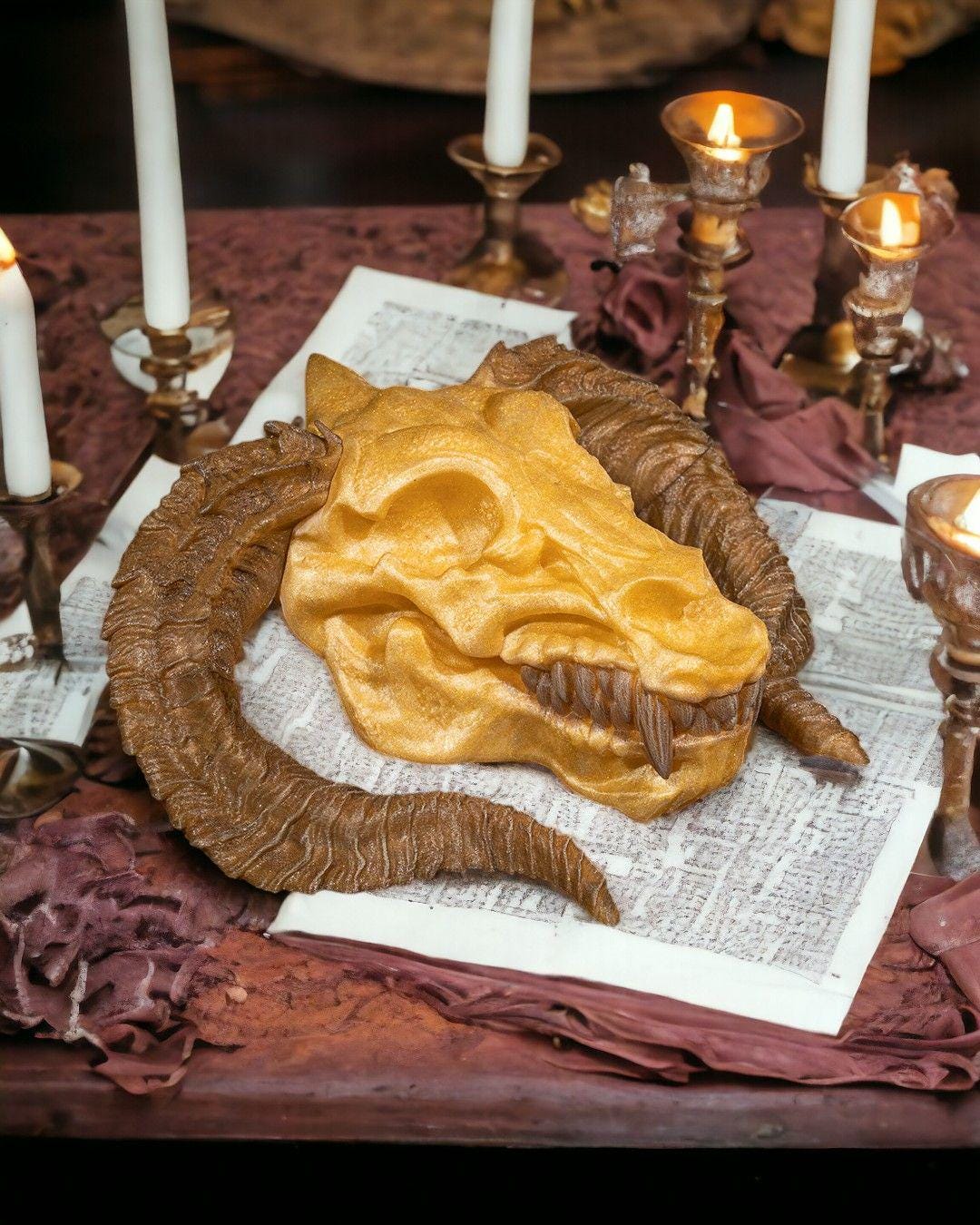Gold Dragon Skull