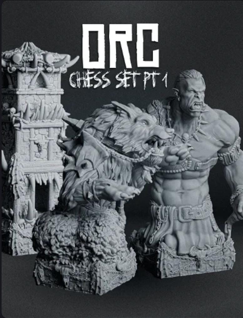 Solid Resin Orc Half Chess Set (16 pieces )