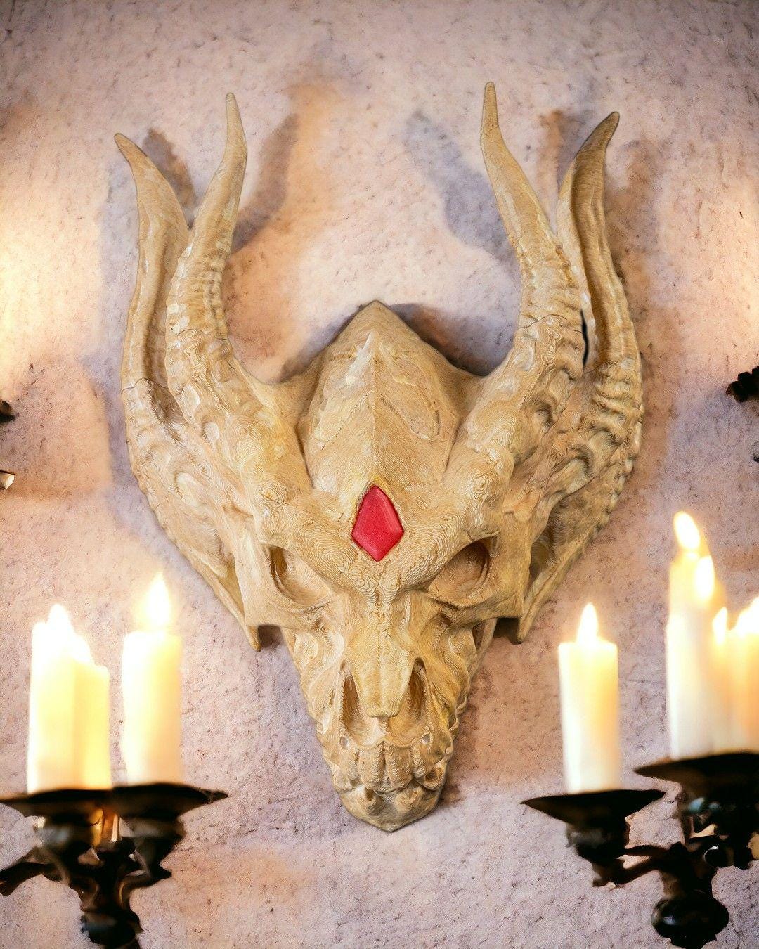 Silver Dragon Skull