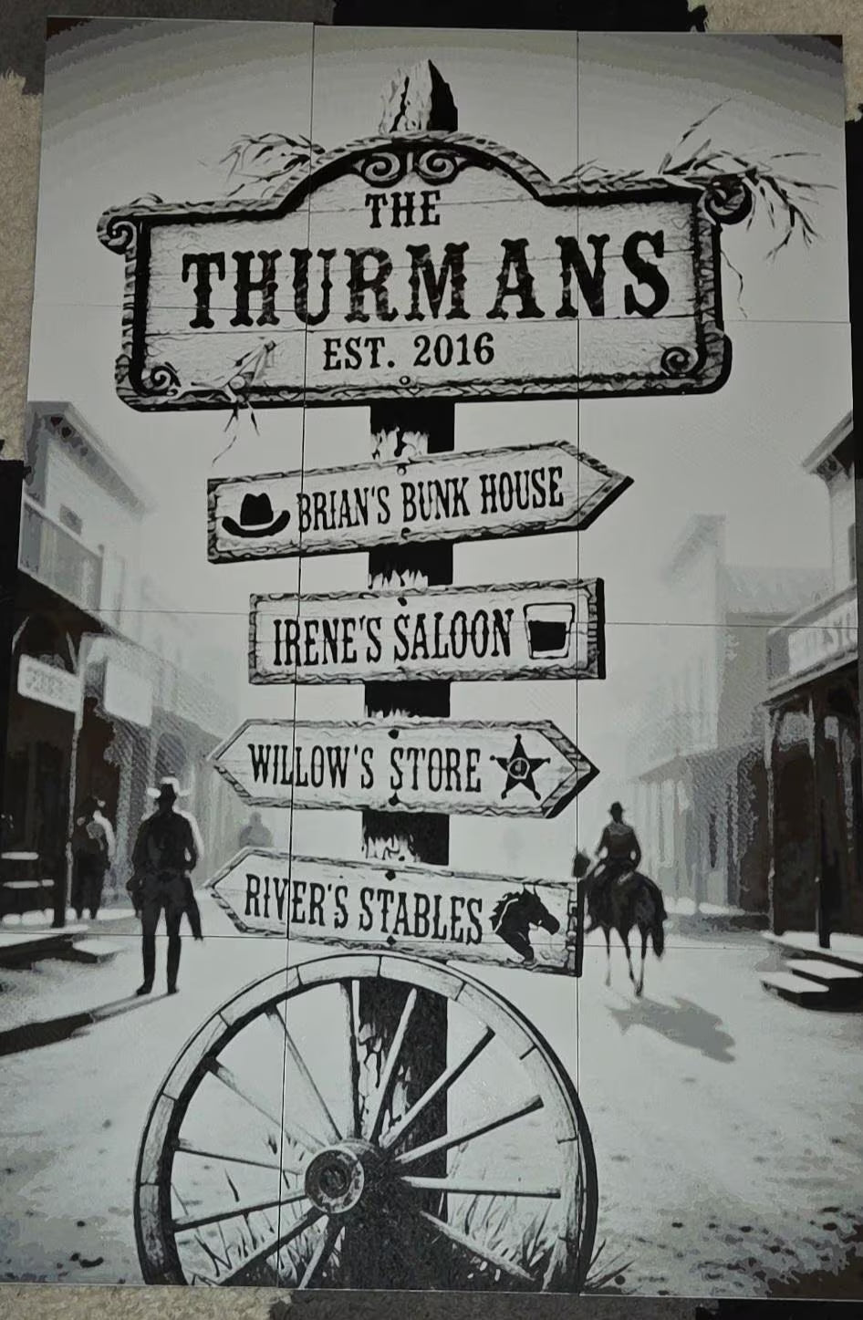 Custom Family Street Sign Digital Image and HueForge