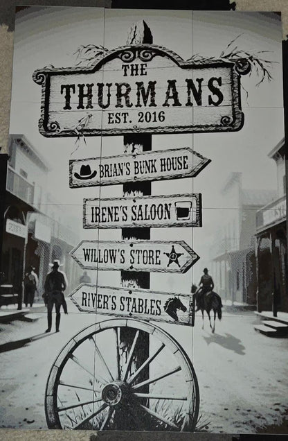 Custom Family Street Sign Digital Image and HueForge