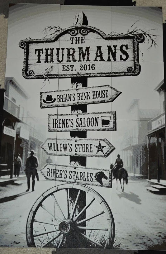 Custom Family Street Sign Digital Image and HueForge