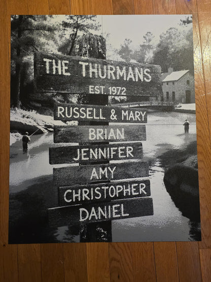 Custom Family Street Sign Digital Image and HueForge